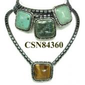 Assorted Semi precious Stone Pendant Hematite Beads Stone Chain Choker Fashion Women Necklace